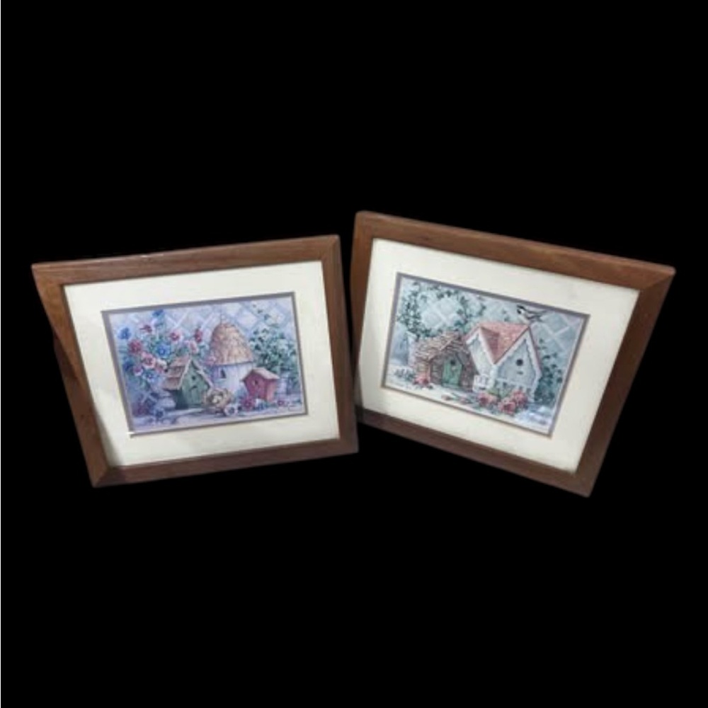 Set of 2 Cedar Creek Collection Birdhouse Pictures  9”X11”